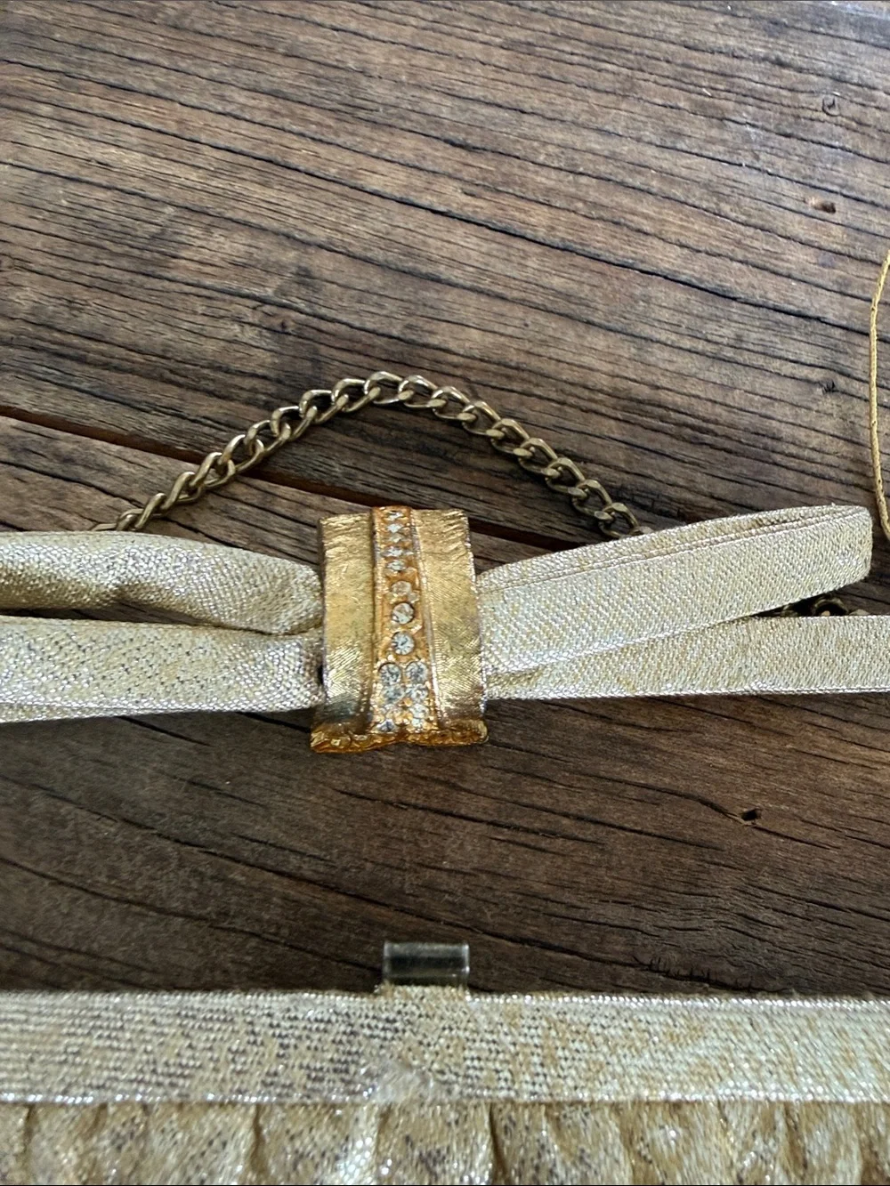 Vintage Gold Evening Chain-Handle Clutch Bag